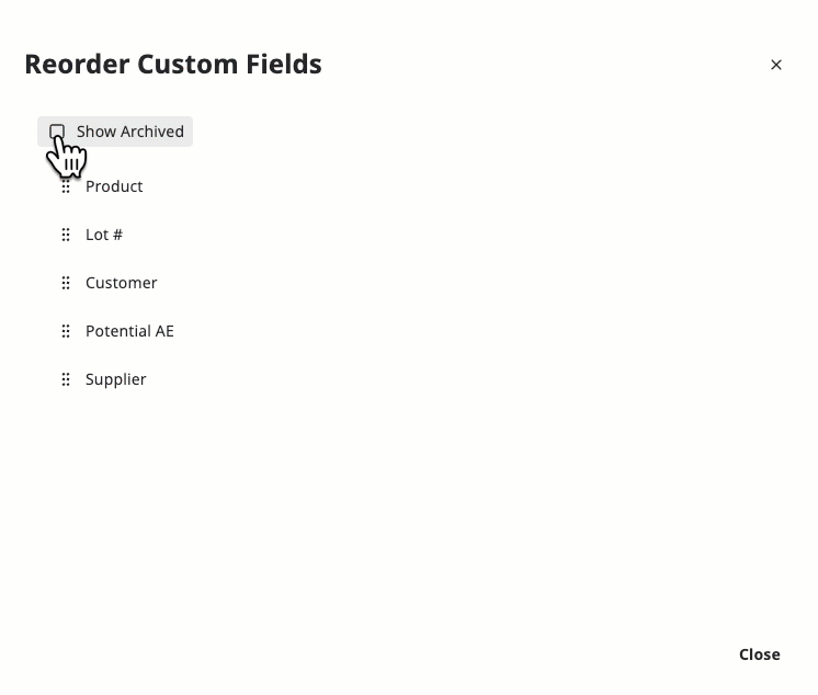 Custom Field reorder